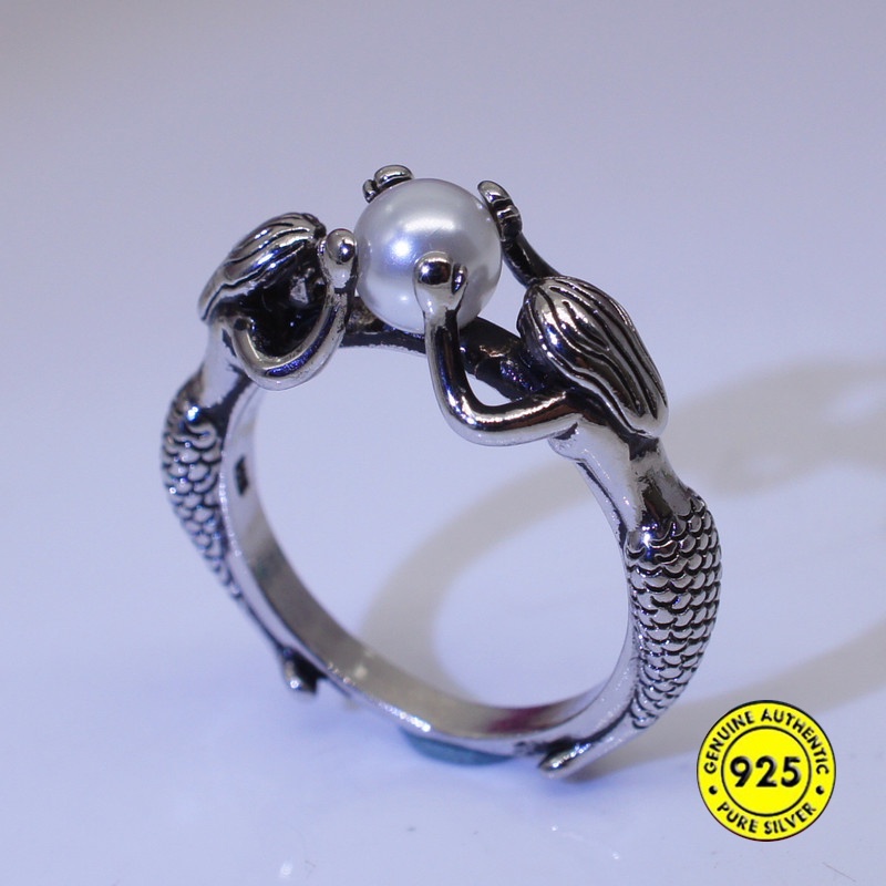 Cincin Mutiara Natural Bahan 925 Silver