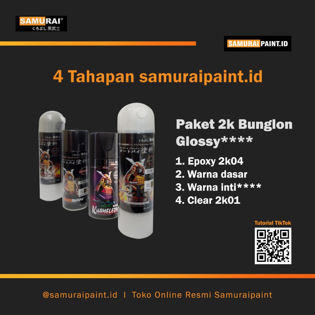 Paket 2K Bunglon Glossy**** Cat Aerosol Samuraipaint Kualitas Kompresor , Samuraipaint.id