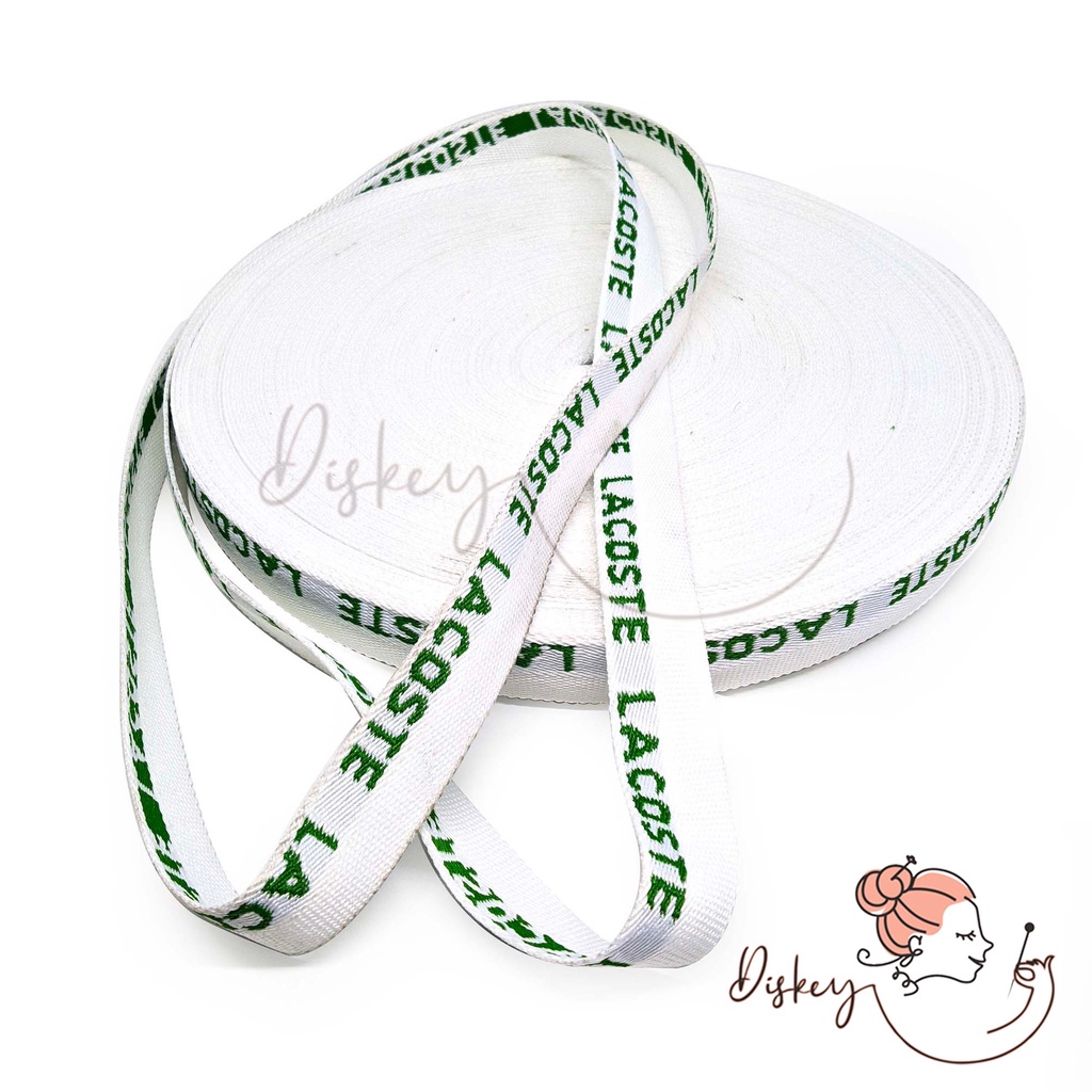 1 METER TALI WEBBING MOTIF 2.0 CM STRAP TAS WB 25 CRM - PUTIH LACOSTE