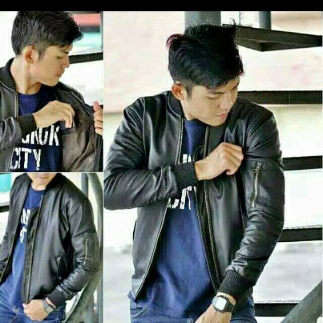 BOMBER JAKET KULIT SINTETIS