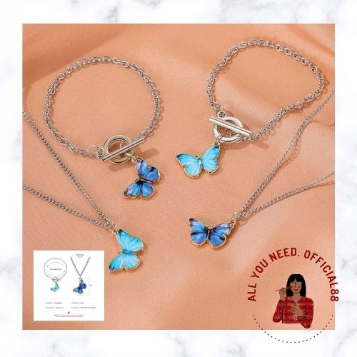 ✿AYN✿   Kalung &amp; Gelang Wanita Motif Kupu-kupu FA75 Fashion Aksesoris Korea