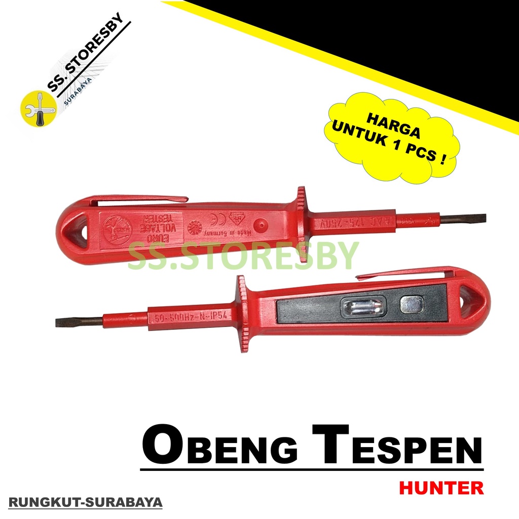 OBENG TESPEN HUNTER TEST PEN ALAT PENDETEKSI ALIRAN ARUS TEGANGAN LISTRIK