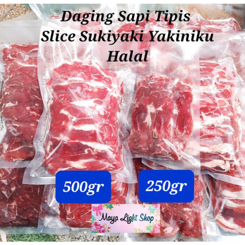 Sukiyaki Slice Daging sapi tipis Yakiniku Sukiyaki yoshinoya 500gr halal Us Aus Beef daging slice teriyaki
