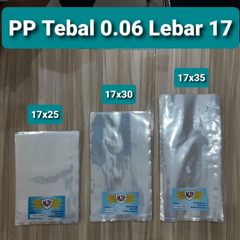 Plastik PP Bening MJP Tebal 0.06 Lebar 17 uk. 17x20 17x25 17x30 17x35