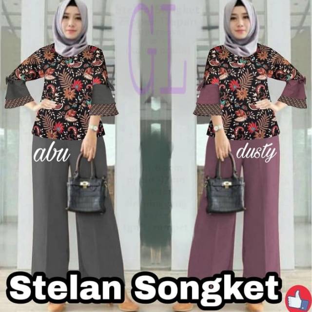 Setelan songket muslim wanita murah