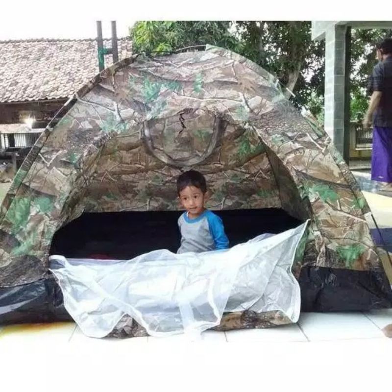 Tenda camping terpal kapasitas 4-5 orang - Tenda camuflase - Tenda army - tenda kemping terpal