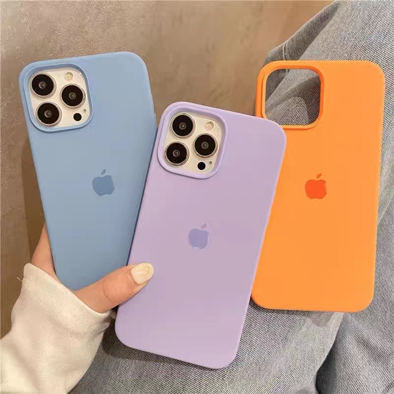 IPHONE Casing Silikon Cair Warna-Warni Beludru Untuk Iphone11 12 13 14 Pro Max Plus X XS XR 7 8 Plus SE 2020 shockproof case cover