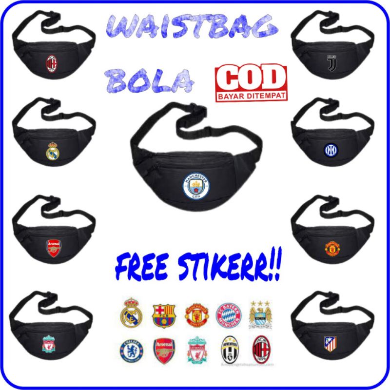 Tas selempang club sepak bola luar negeri. waistbag pria wanita. tas murah. tas trendi