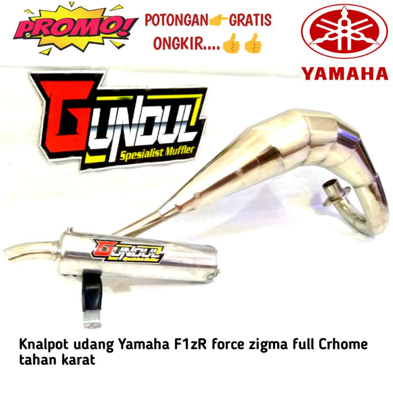 knalpot udang F1zr force1 fizr rangka standar rangka GTX suara garing tenaga ngisi tahan karat