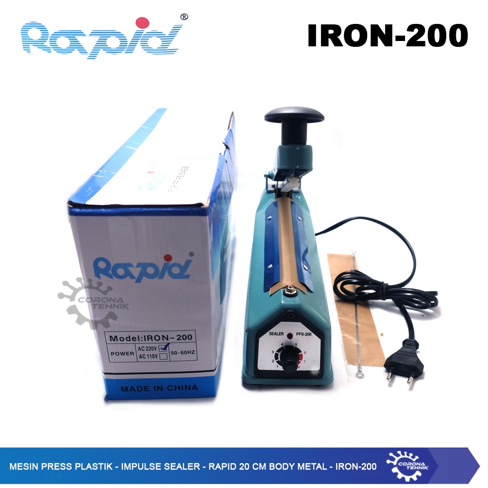 Impulse Sealer Rapid 20 cm Body Metal - IRON-200 - Mesin Press Plastik