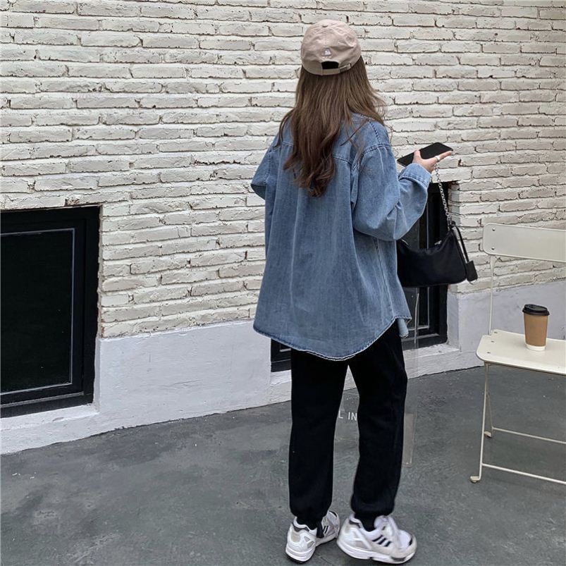 [COD]Kemeja denim Wanita blouse Korea style baru jaket atasan oversize