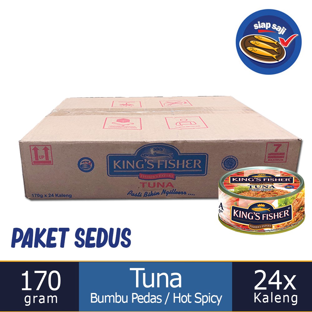 

King's Fisher Paket 24 Pcs Tuna Canned Hot Spicy Daging Tuna Makanan Kaleng 170 gr