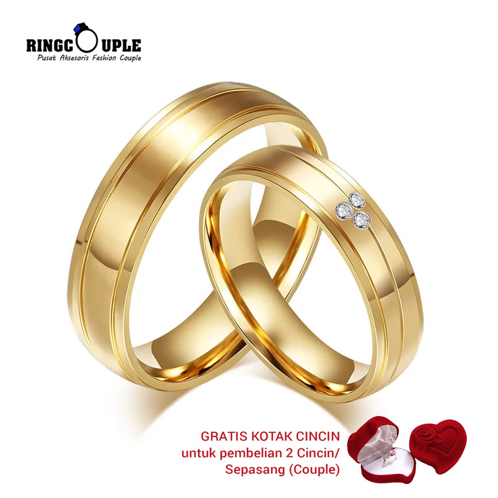 [JB013] Cincin Couple Titanium Original 100% Anti Pudar (GRATIS BOX)
