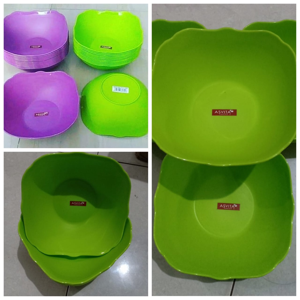 Jual 6 Pcs Mangkok Plastik Asvita Warna Ungu Hijau Ukuran Mangkok