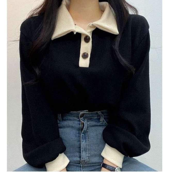 Sweater Wanita - Collar Girl Sweater Kerah Wanita - Sweatshirt Sweater Wanita