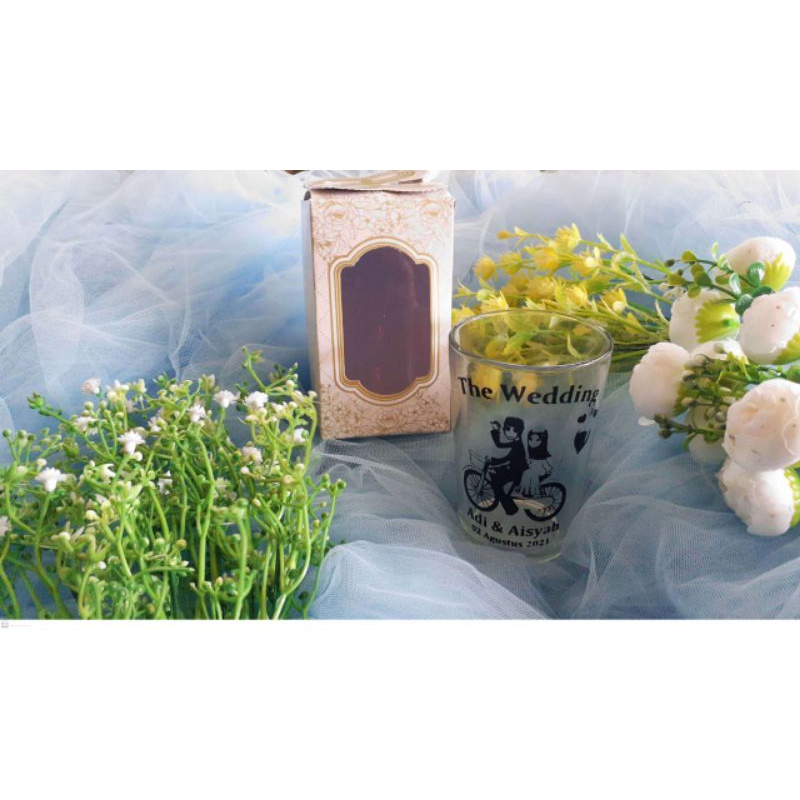 SOUVENIR GELAS SABLON KEMAS BOX