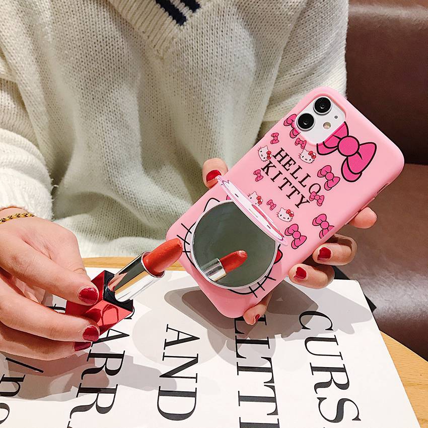 Pink Mirror Case HP OPPO A91 F15 Reno 3 A5 A9 A53 A33 2020 A3S A7 A5S A12 A1K C1 C11 A37 Neo 9 A57 A39 F1S A71 F5 Youth F11 F9 Pro 5 5S 5i C3 7 Narzo 20 Pro 7i C17 Hello Kitty 12