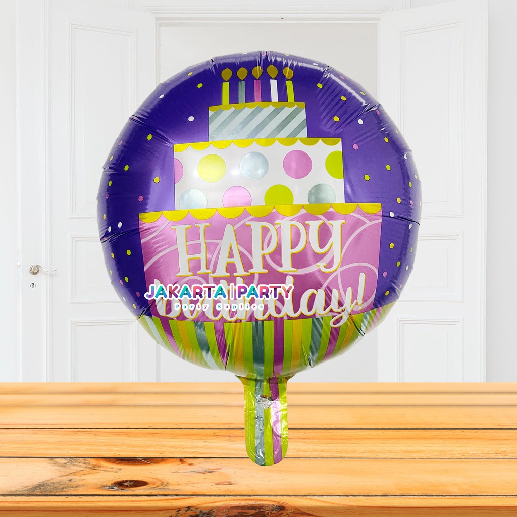 Balon Bulat HBD #10 / Balon Foil Happy Birthday / Balon Motif HBD