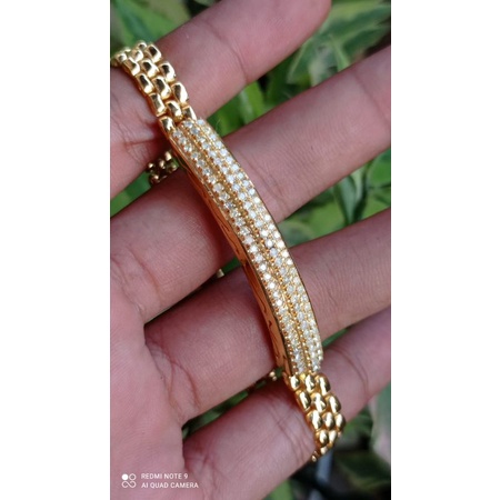 gelang berlian full berlian ring perak motif tangga presiden baris 3 ring perak