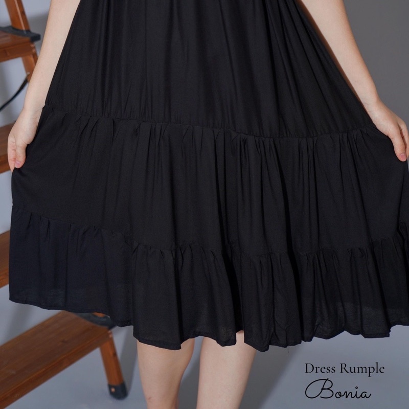 Rample Midi Dress Bonia , Daster Best Seller, Dress Bonia, Daster Ruffle Midi, Daster Kekinian