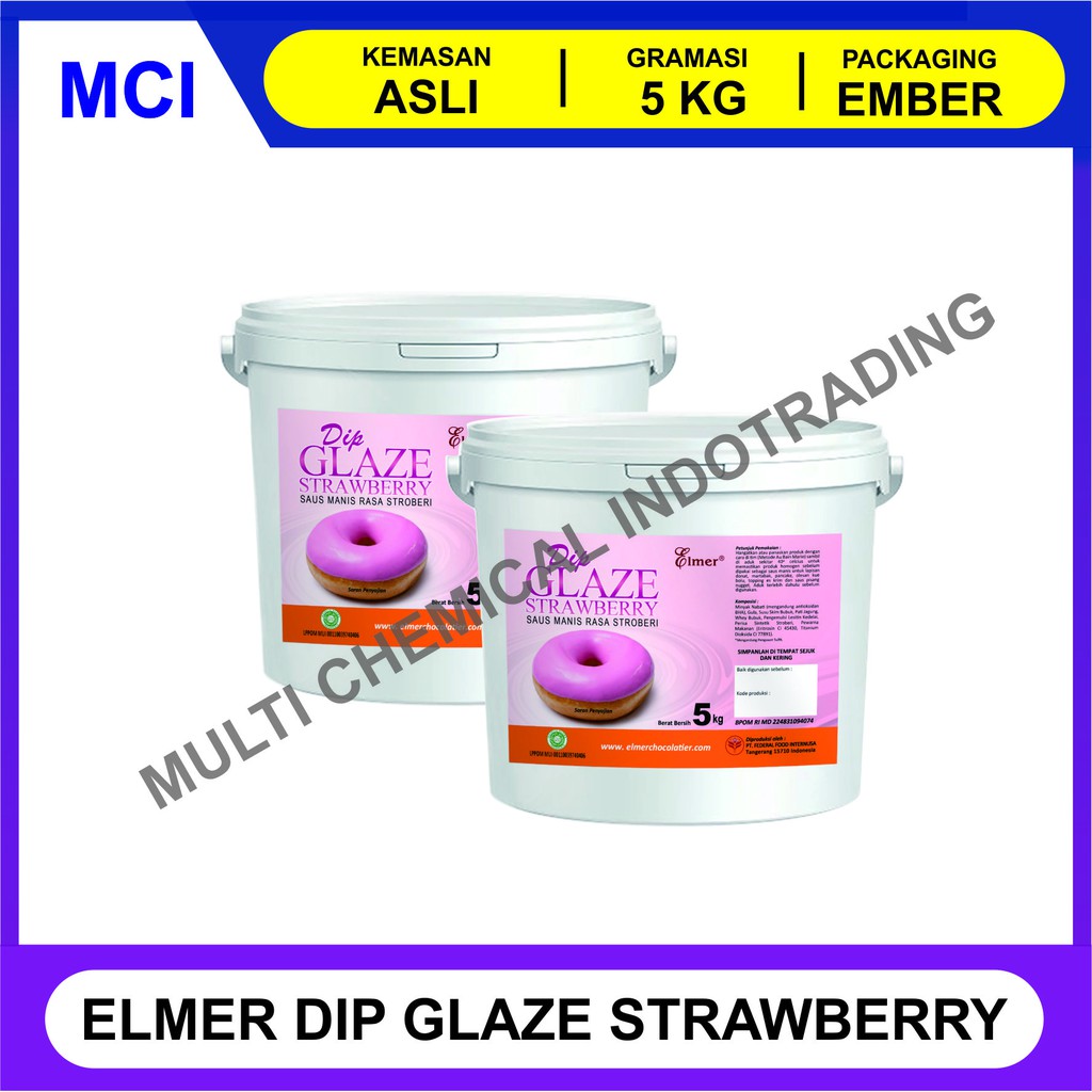

ELMER DIP GLAZE 5 KG - TOPPING DONAT PISANG NUGGET - STRAWBERRY