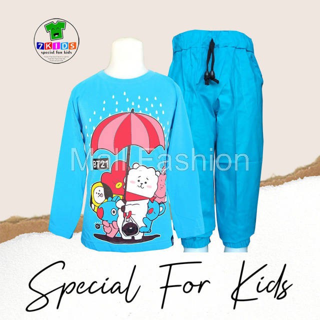 Mall Fashion - BT21 - Setelan Baju Anak Perempuan 3-12 Th Kaos BTS Remaja Lengan panjang Baju Couple