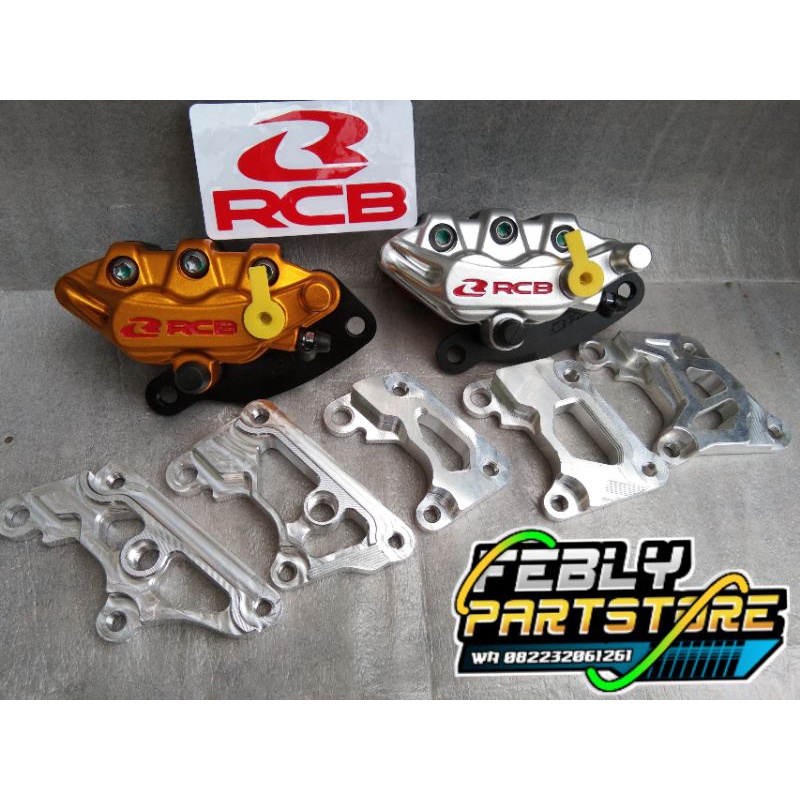 KALIPER DEPAN RCB S SRIES 2 PISTON ORIGINAL CALIPER RCB GOLD SILVER RED BLUE BREKET CNC KALIPER RCB 