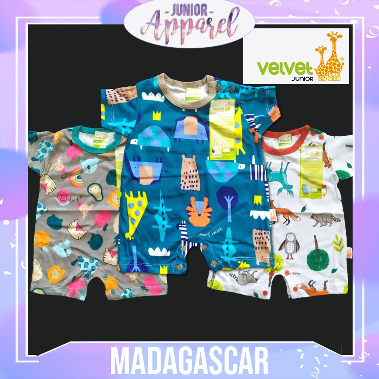 Velvet Junior 3 pcs Romper Kodok  Pendek Baju  Tidur  Piyama 