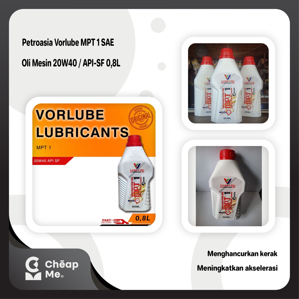 Oli Mesin 20w40 MPT 1 Jaso SF 0,8L Vorlube Oli Murah SNI / Vorlube MPT 1 SAE 20W40/API-SF 1 Liter / 