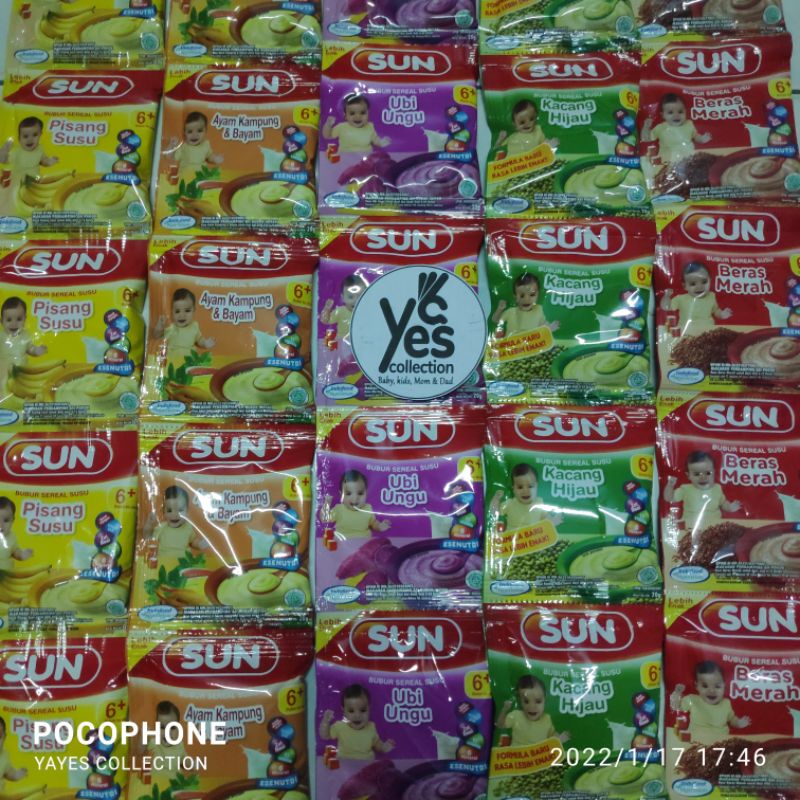 SUN bubur lanjutan TIM instant Ayam bayam ubi ungu pisang susu 6+ bln makanan Rencengan sachet 20g