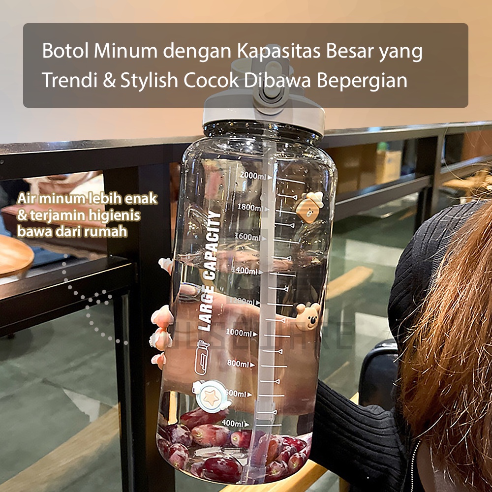 HUGO Botol Minum 2,4 Liter Jumbo Besar Anti Bocor Food Grade Tempat Air Minum 2400 ml