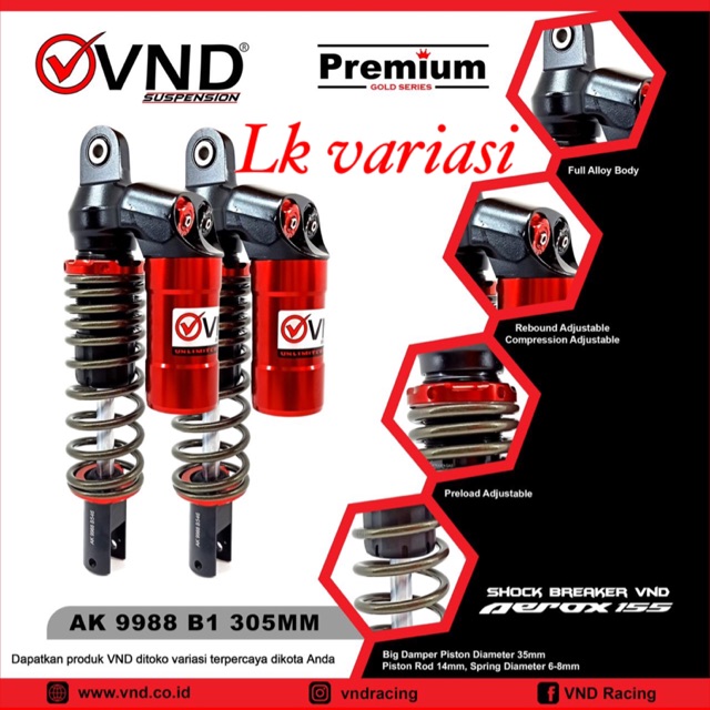 SHOCK VND AEROX 155 TABUNG LURUS - SHOCK AEROX PREMIUM SERIES
