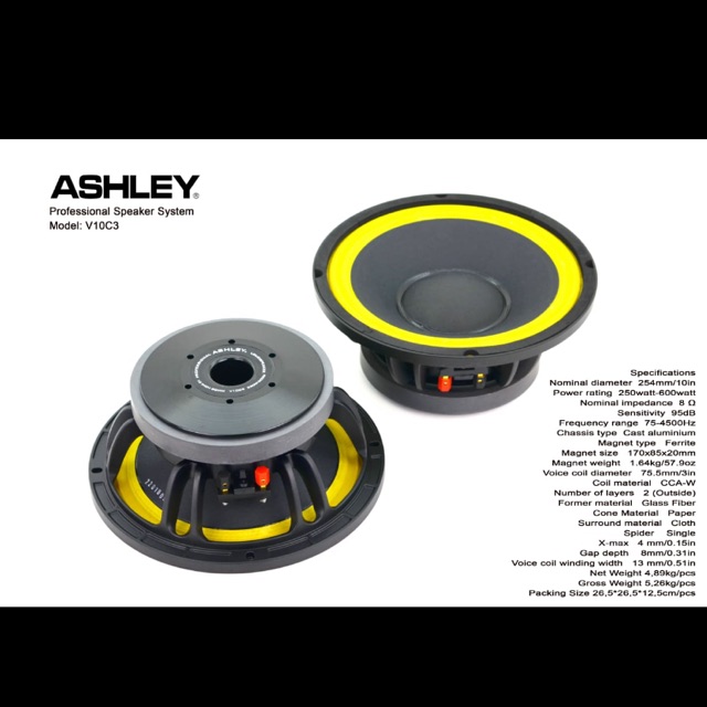 Ashley v10c3. Komponen speaker ashley 10 inch . Woofer 10 in wofer 10 inch ashley. Woofer speaker 10