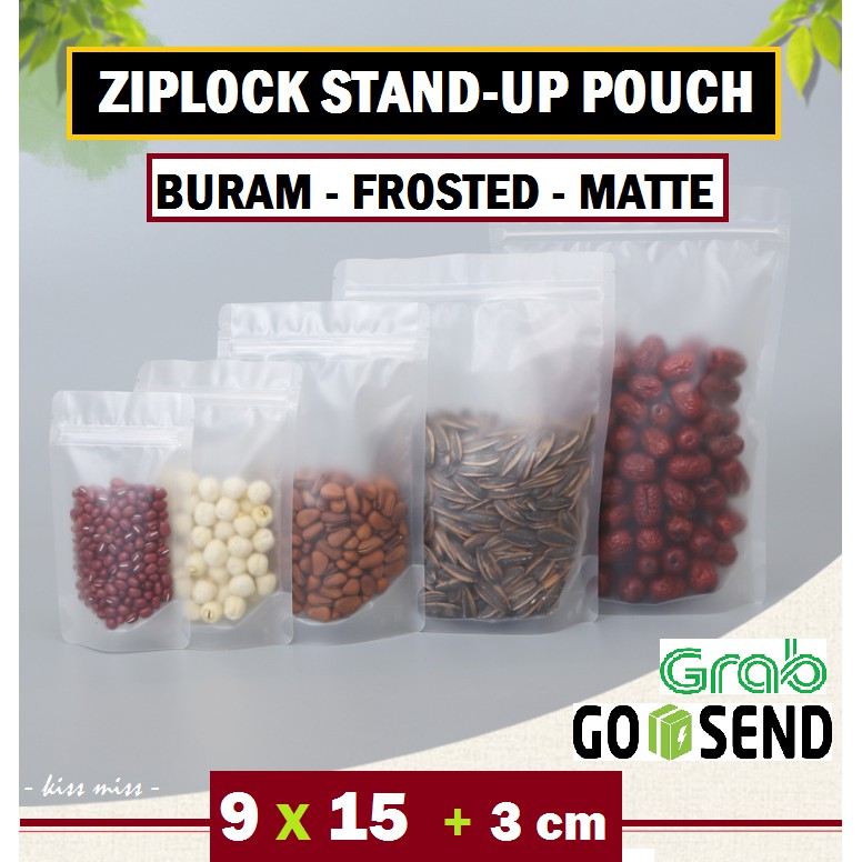 BURAM - Standing Pouch 9x15cm - Ziplock - Kemasan Snack Kopi - Plastik - Frosted