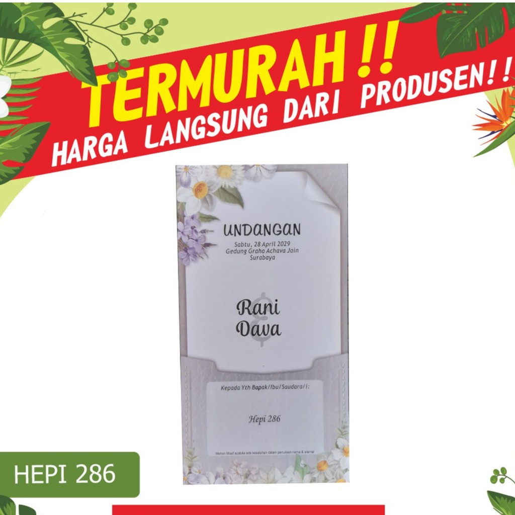 Blangko Kartu Undangan Pernikahan Hepi 286 Harga Murah Erba Java