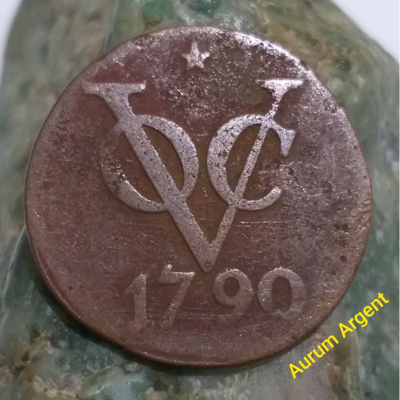 SVOC.7-- 1 PC KOIN TEMBAGA KUNO ASLI 2 DOIT VOC TH 1790. --- COPPER COIN ---