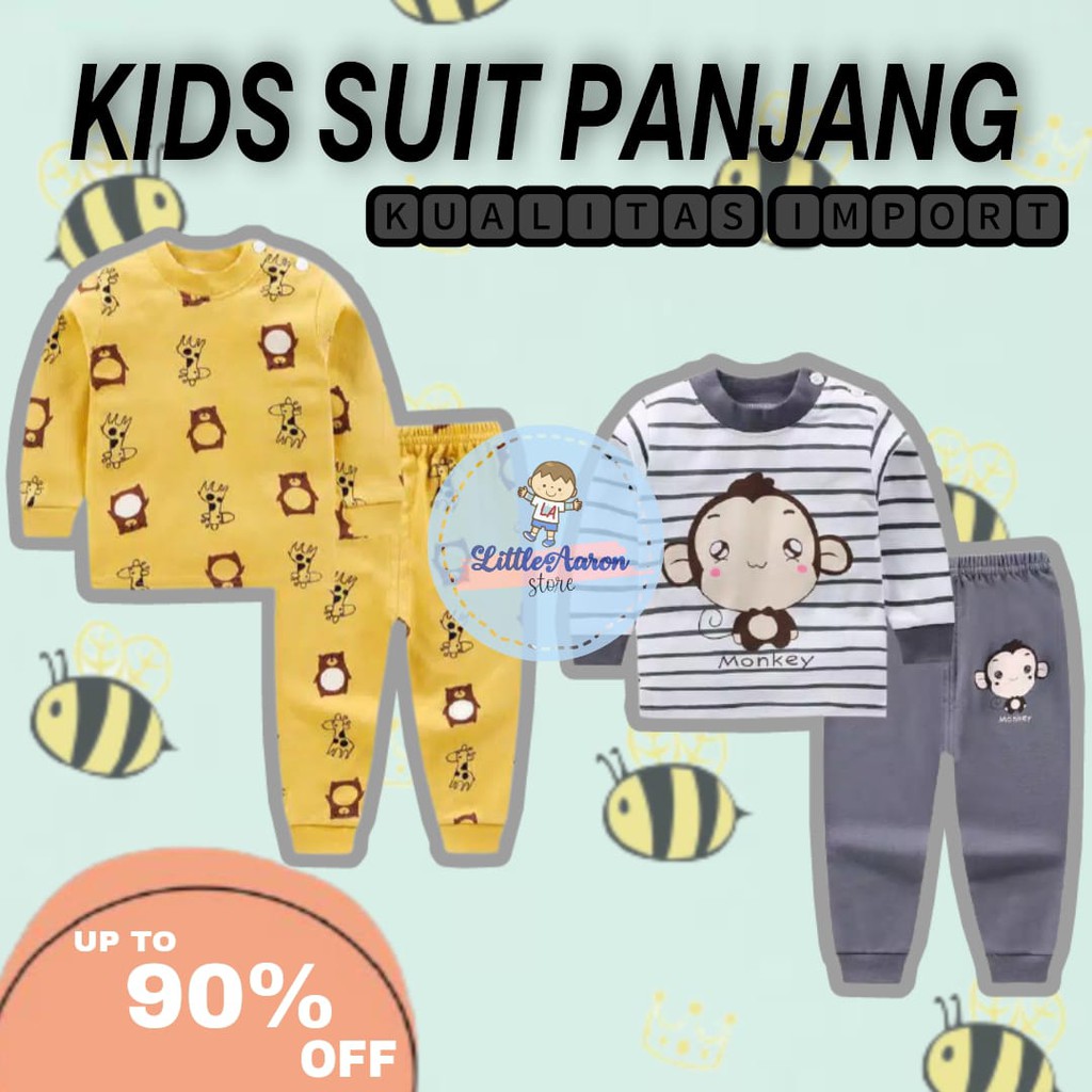 LittleAaron KIDS SUIT PANJANG H5 Setelan Anak Bahan Kaos Lengan + Celana Berkualitas Import cewek cowok NEW3