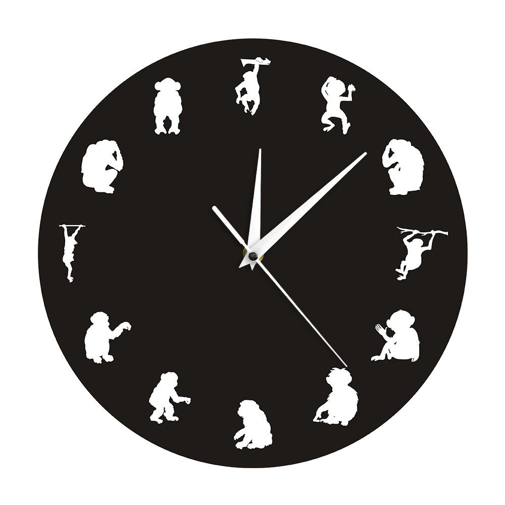 Free Ongkir Jungle Safari Animal Chimpanzee Wall Decor Wall Clock Gorilla Monkey Kid Room Nursery Shopee Indonesia