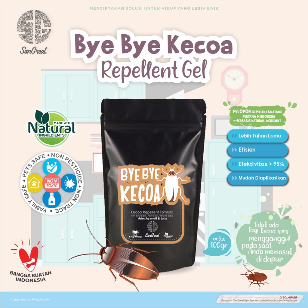 Pengusir kecoa gel SanGreat Bye Bye Kecoa 100 gr non pestisida