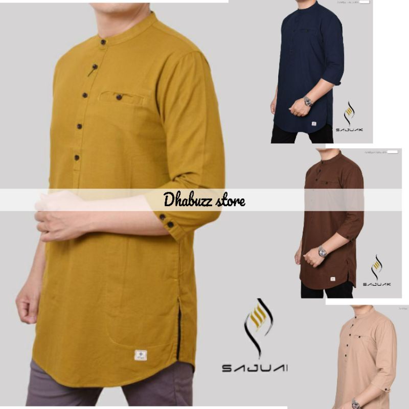 BAJU KEMEJA KURTA PRIA LENGAN 3/4 SOFT KATUN WARNA TERBARU ORIGINAL SAJUAK