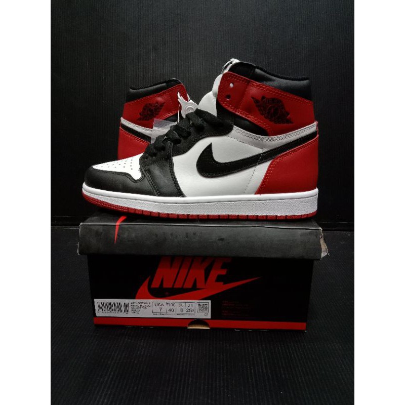 Sepatu Nike Air Jordan 1 High Black Toe BNIB Perfect Leather