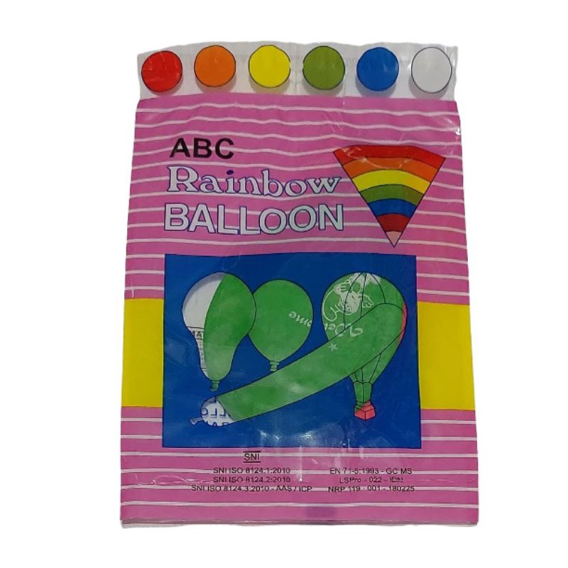 Balon ABC Rainbow / Balon Party Warna SNI 1 Bungkus Isi 5 pcs