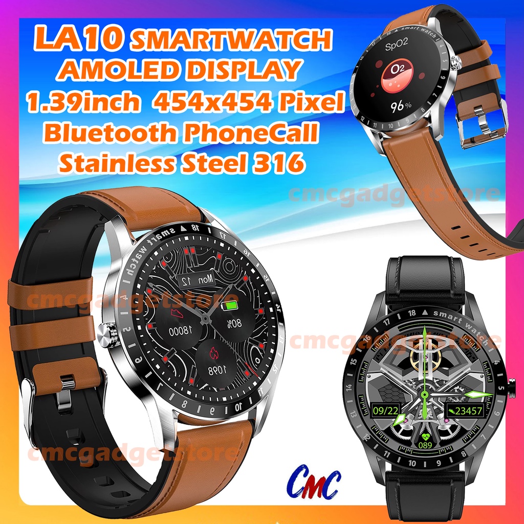 LA10 Smartwatch AMOLED Display Bluetooth Phone Call Stainless Watch