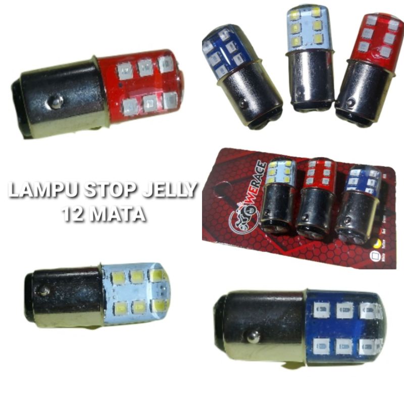 LAMPU REM DOP STOP LAMPU BELAKANG JELLY 12 MATA FLASH UNIVERSAL MOTOR DAN MOBIL DC 12 VOLT