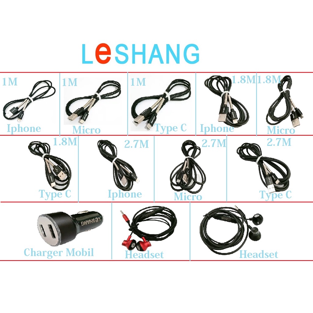 LeSHANG Kabel Data Cable Data Iphone Lightning100 CM Kabel Data Per Pelindung A022-2