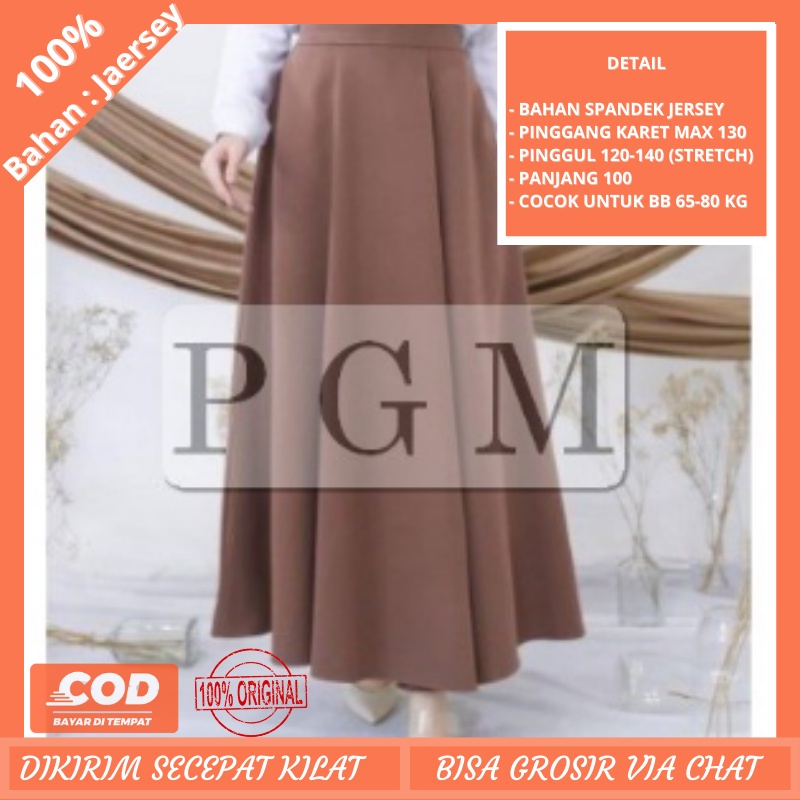 TERLARIS !!! ROK PANJANG JUMBO SPANDEK JERSEY WANITA TERMURAH /  ROK PANJANG UNTUK BB 65-80 KG BAHAN PREMIUM MURAH BISA COD &amp; SAMEDAY//PGM