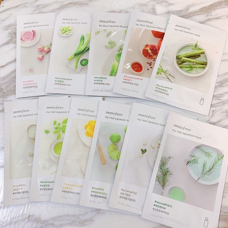 Innisfree Real My Squeeze Korean Mask Masker Wajah Melembabkan &amp; Mencerahkan Wajah