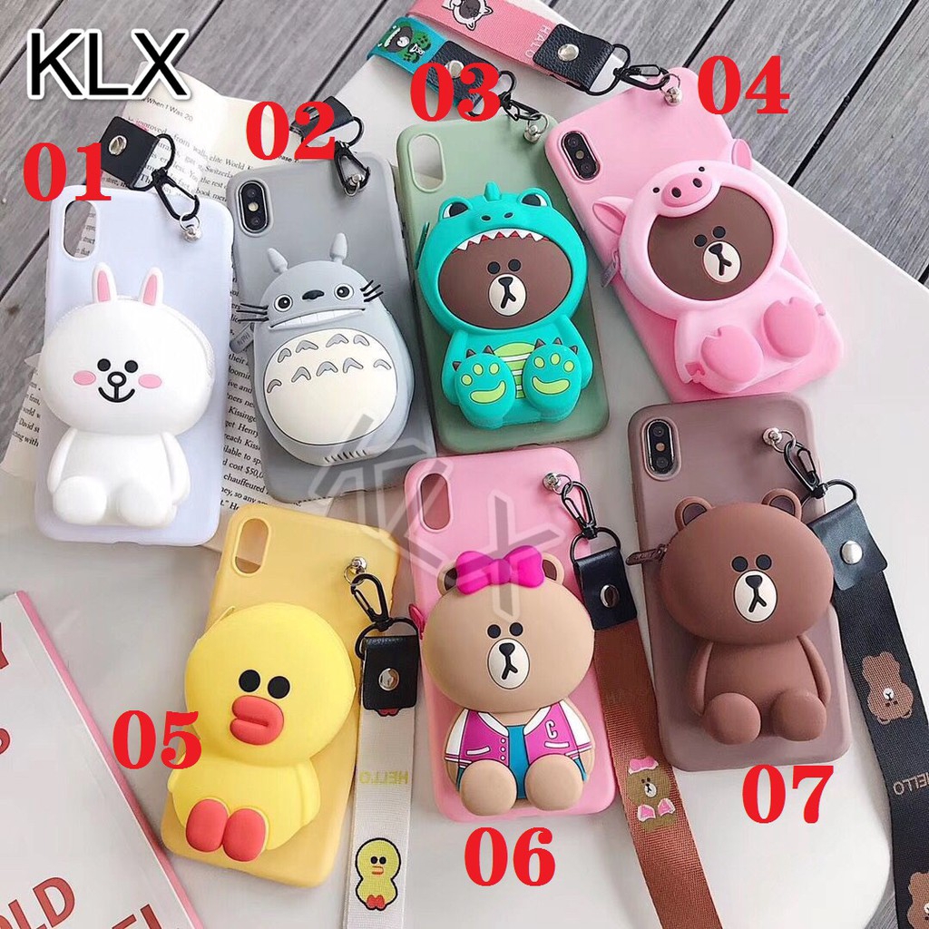 Casing Dompet Lipat Bahan Silikon Motif Kartun Untuk Vivo Y91