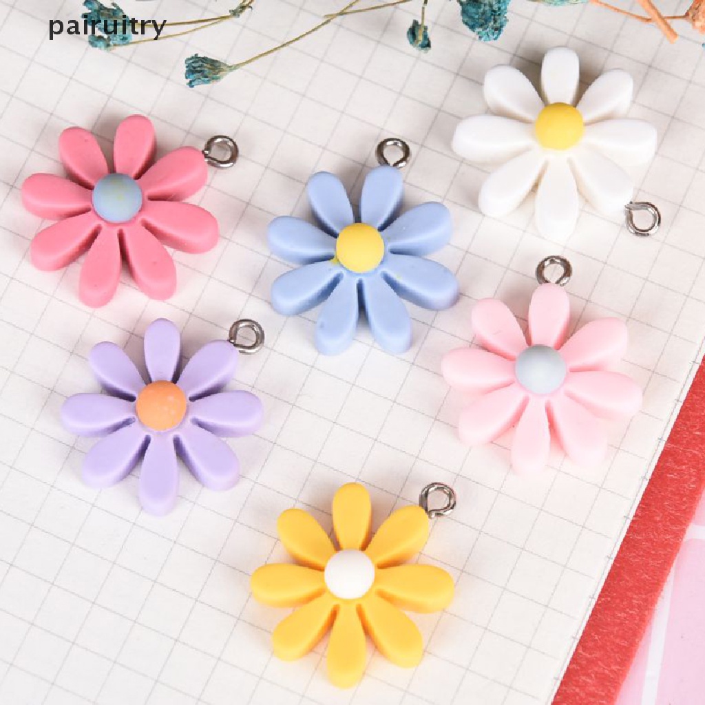 10pcs / Set Liontin Bunga Matahari Daisy Bahan Resin Untuk Membuat Perhiasan DIY