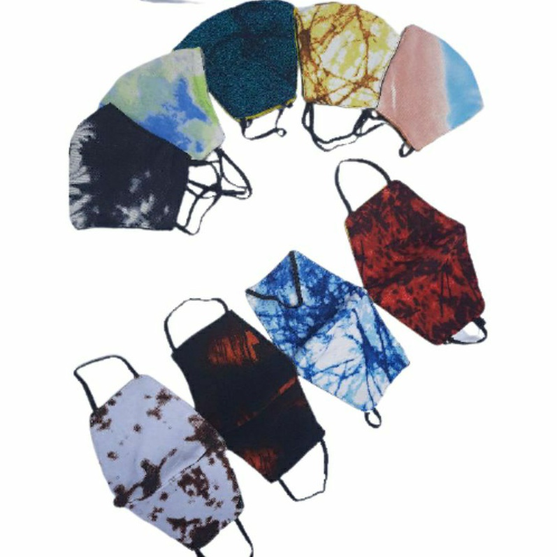 Masker kain 3 lapis/3ply,motif tie dye,masker dewasa,karet kuping,eaR LOOP